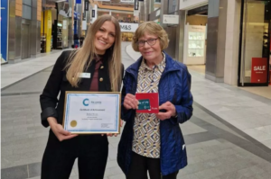 Isobel Niven, volunteer at the Rosebery Centre for dementia care, receives award